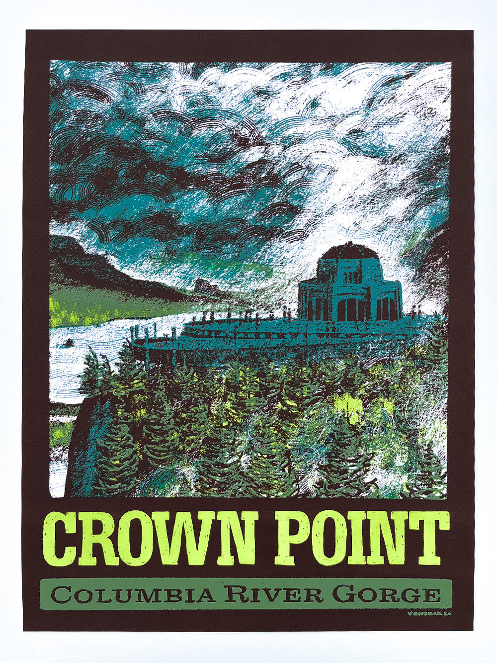 Crown Point Poster — Columbia River Gorge Screenprint