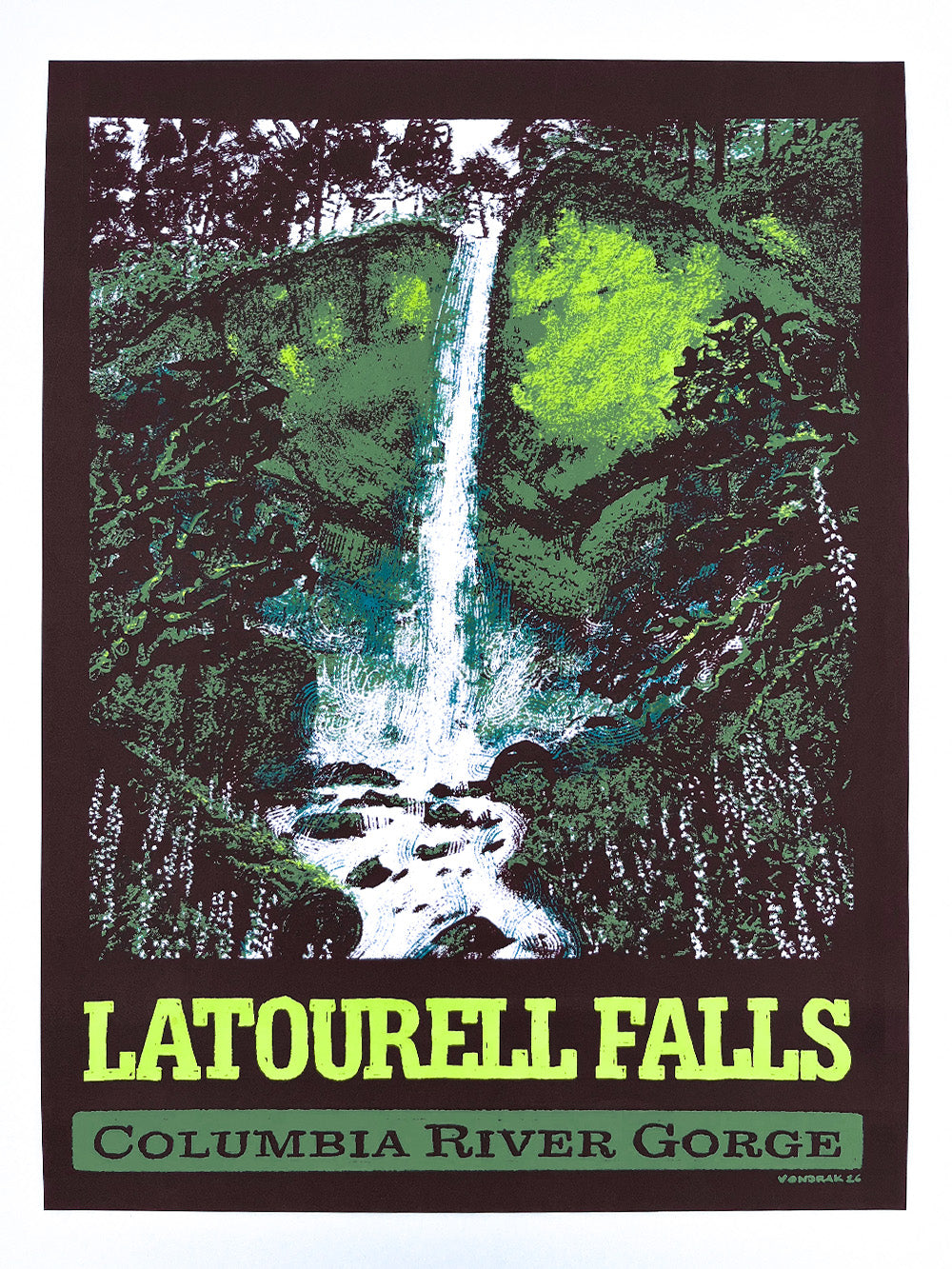 Latourell Falls Poster — Columbia River Gorge Screenprint