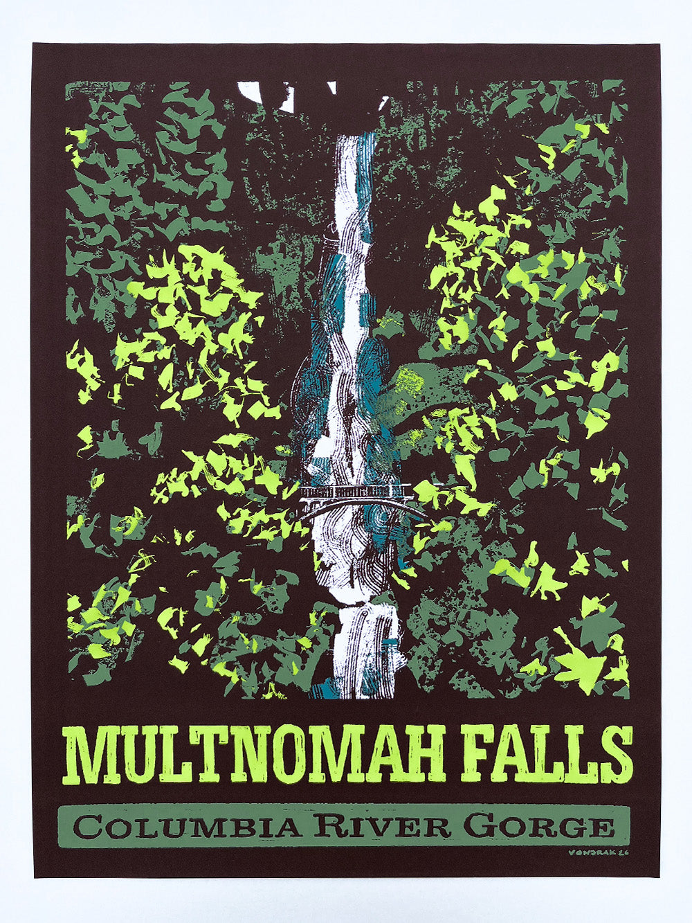 Multnomah Falls Poster — Columbia River Gorge Screenprint